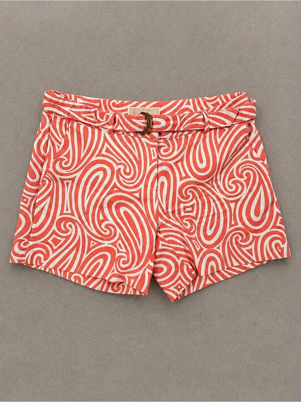 Michael Kors Coral & White Belted Resort Tailored Shorts | Size 2 |